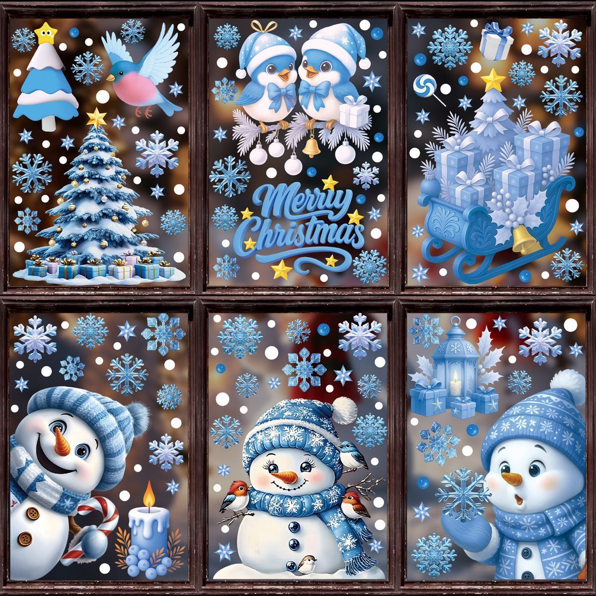 6 Styles Christmas Window Stickers Pack-01 - Image 1