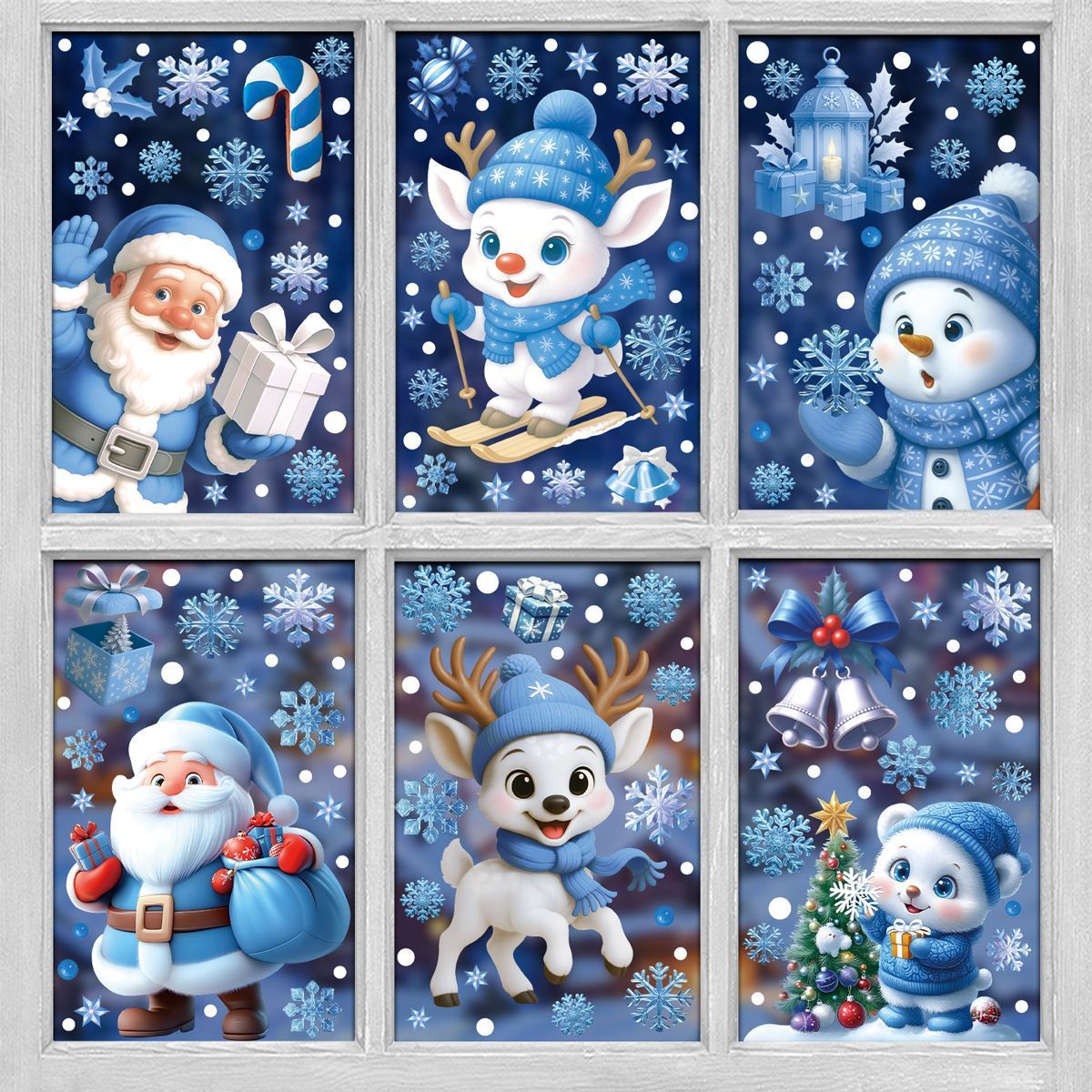6 Styles Christmas Window Stickers Pack-02 - Image 1