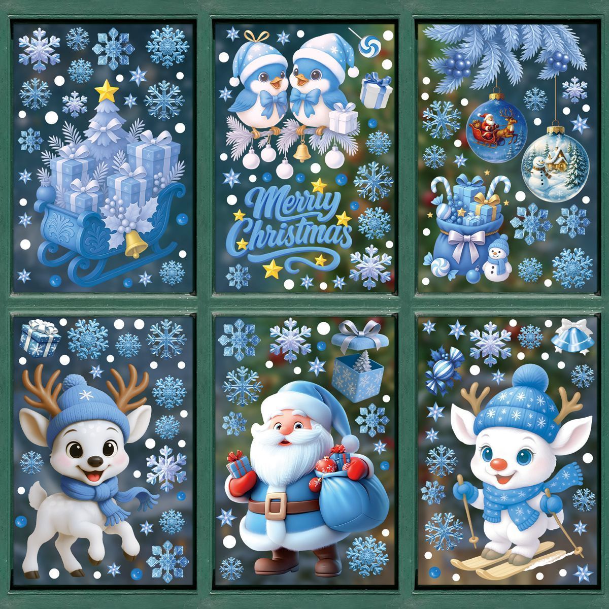 6 Styles Christmas Window Stickers Pack-03 - Image 1