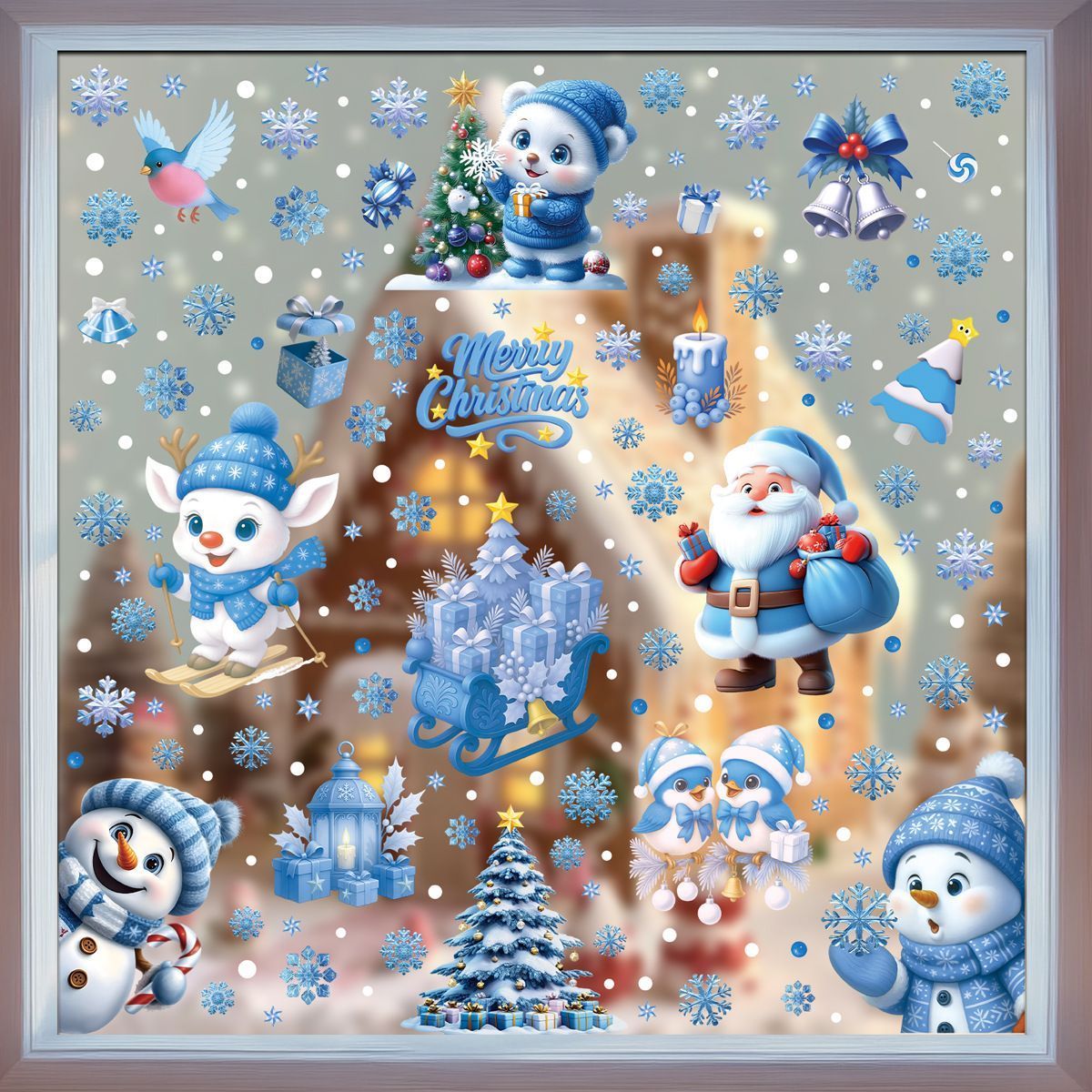 8 Styles Christmas Window Stickers Pack - Image 1