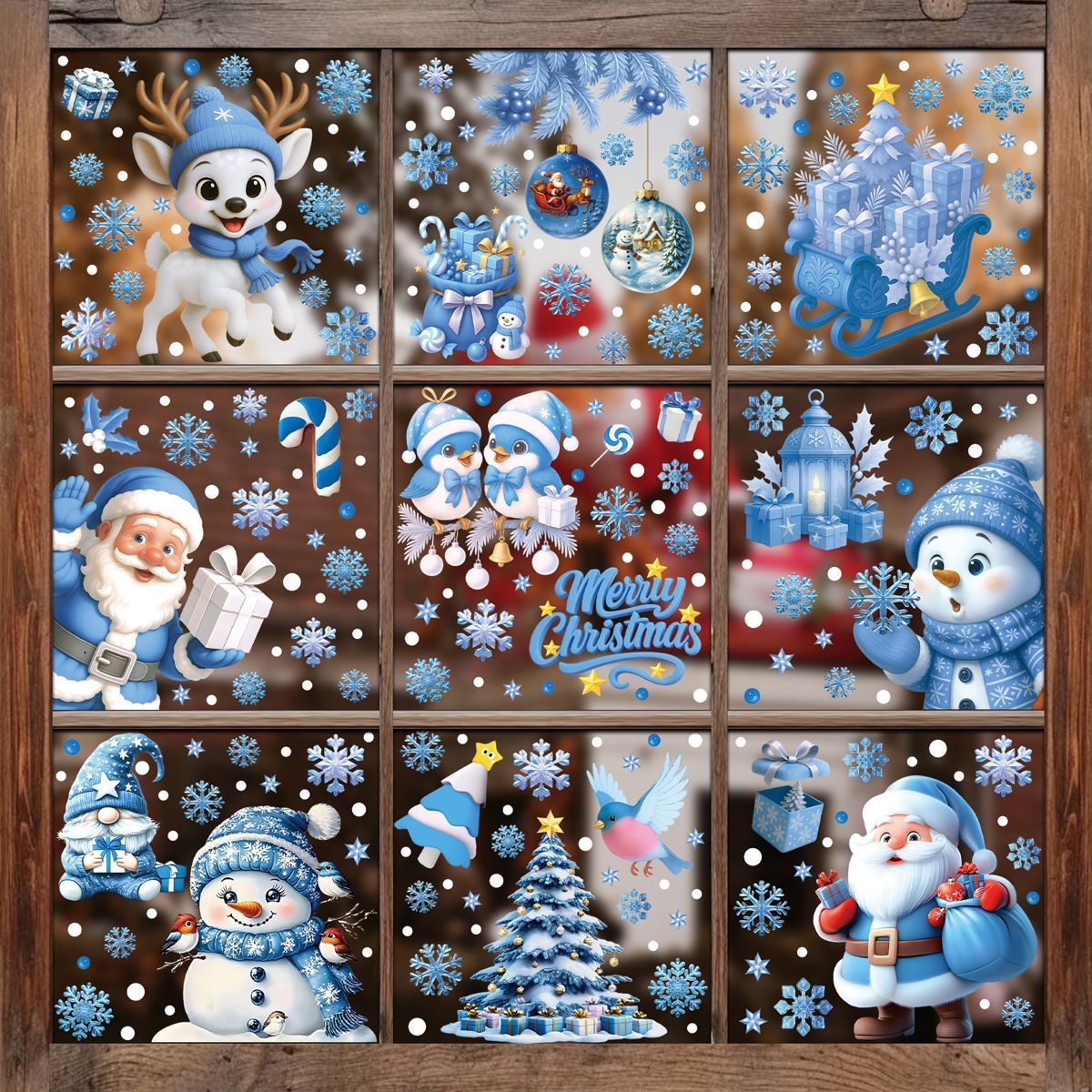 9 Styles Christmas Window Stickers Pack - Image 1