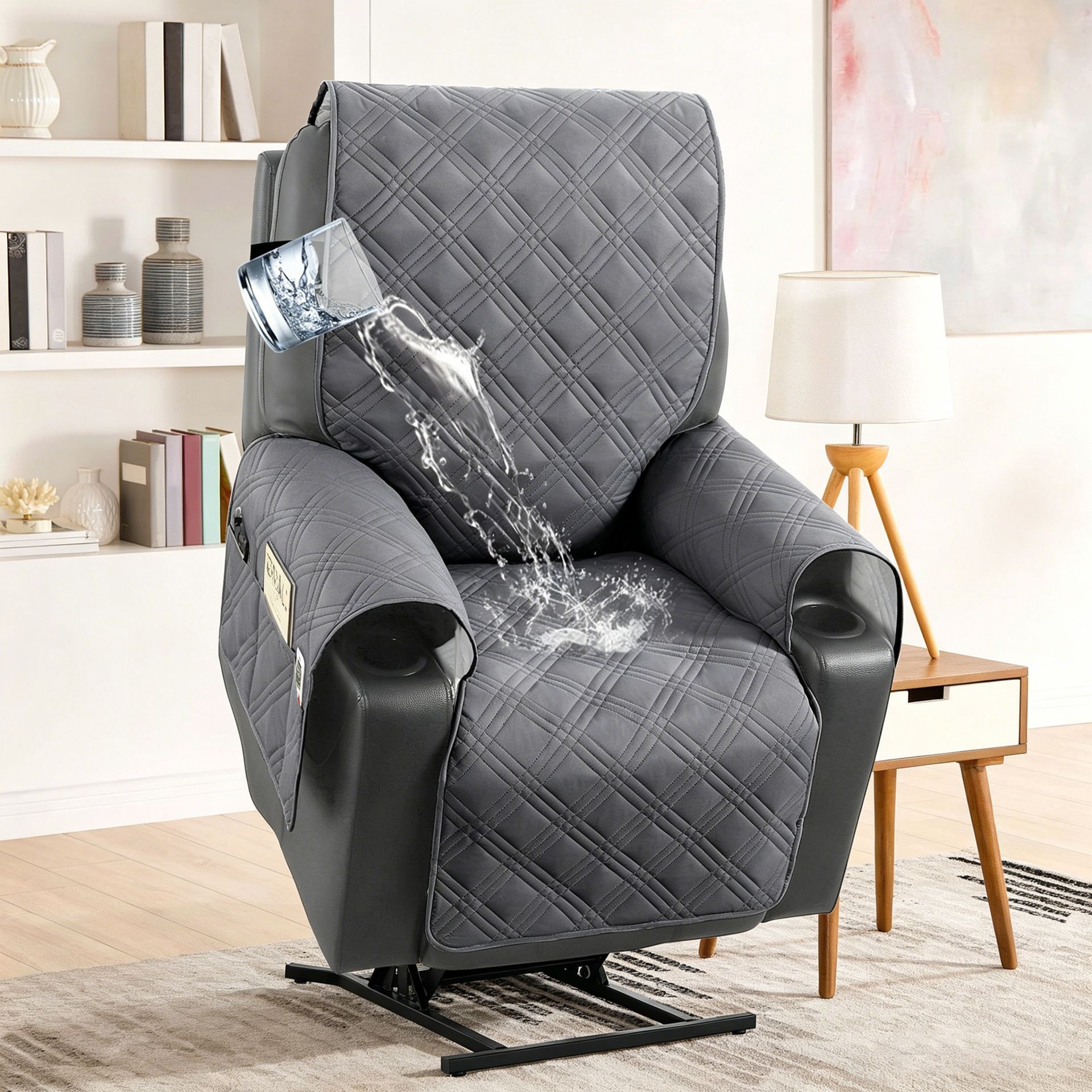 Electric Recliner Sofa Cover - Grey - Image 1