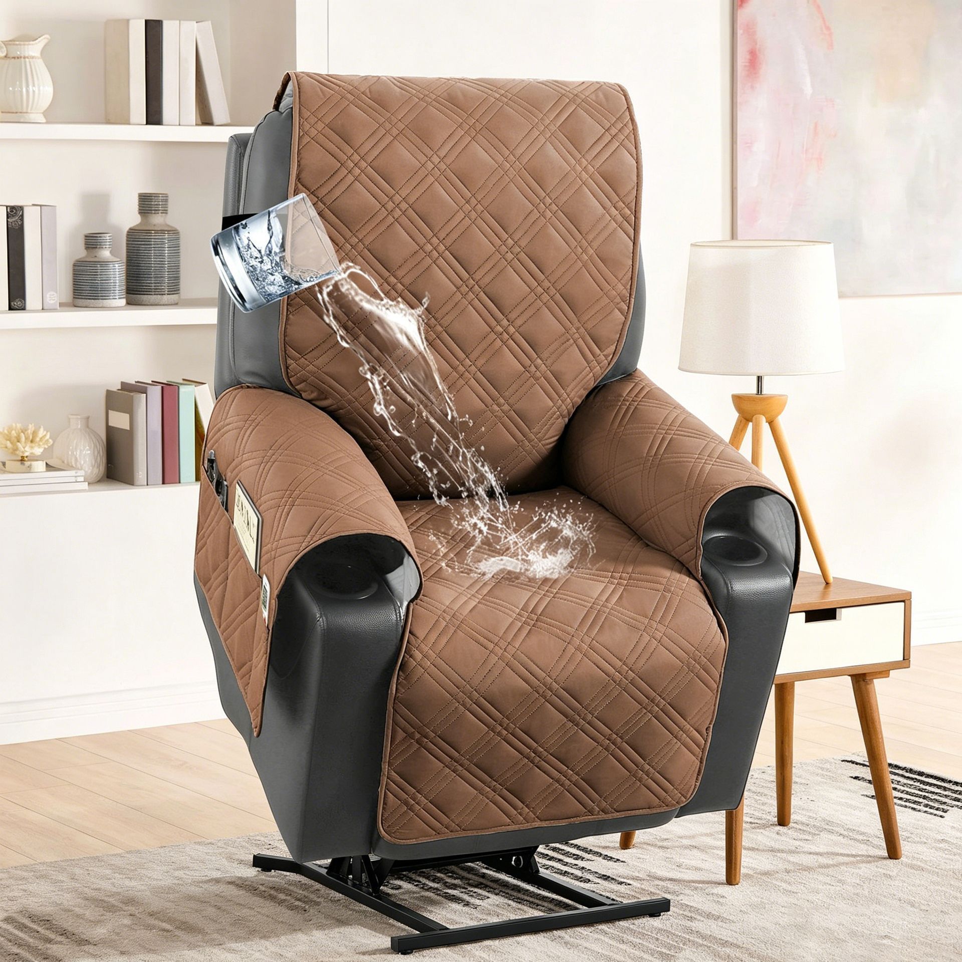 Electric Recliner Sofa Cover - Terracotta - Image 1