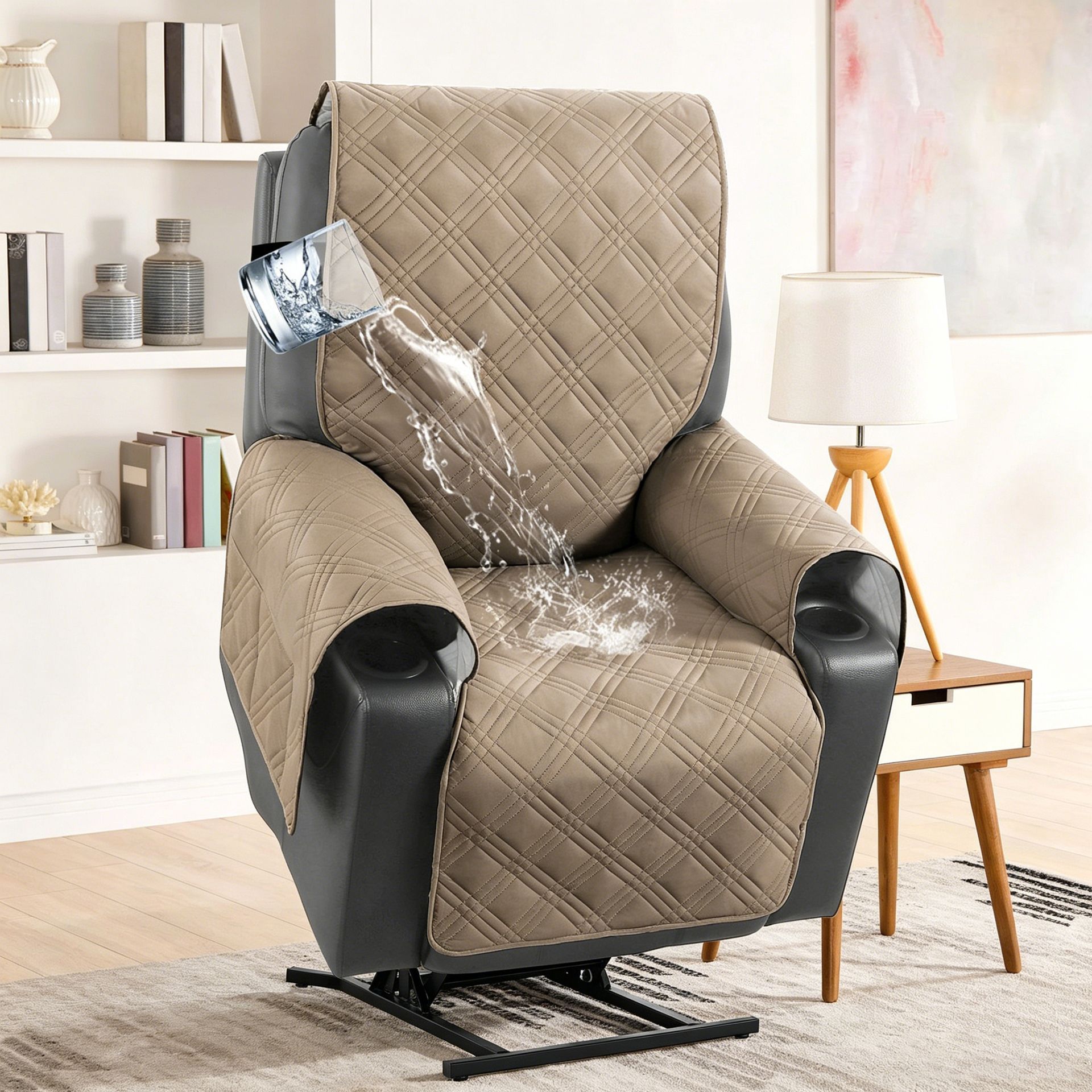 Electric Recliner Sofa Cover - Grey Brown - Image 1