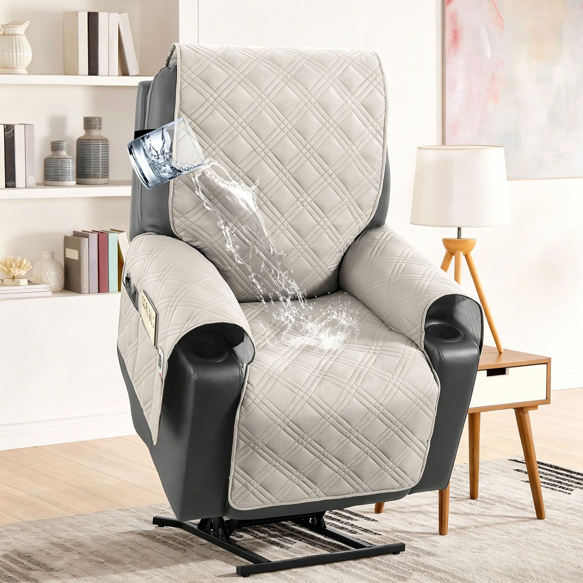 Electric Recliner Sofa Cover - French Grey - Image 1