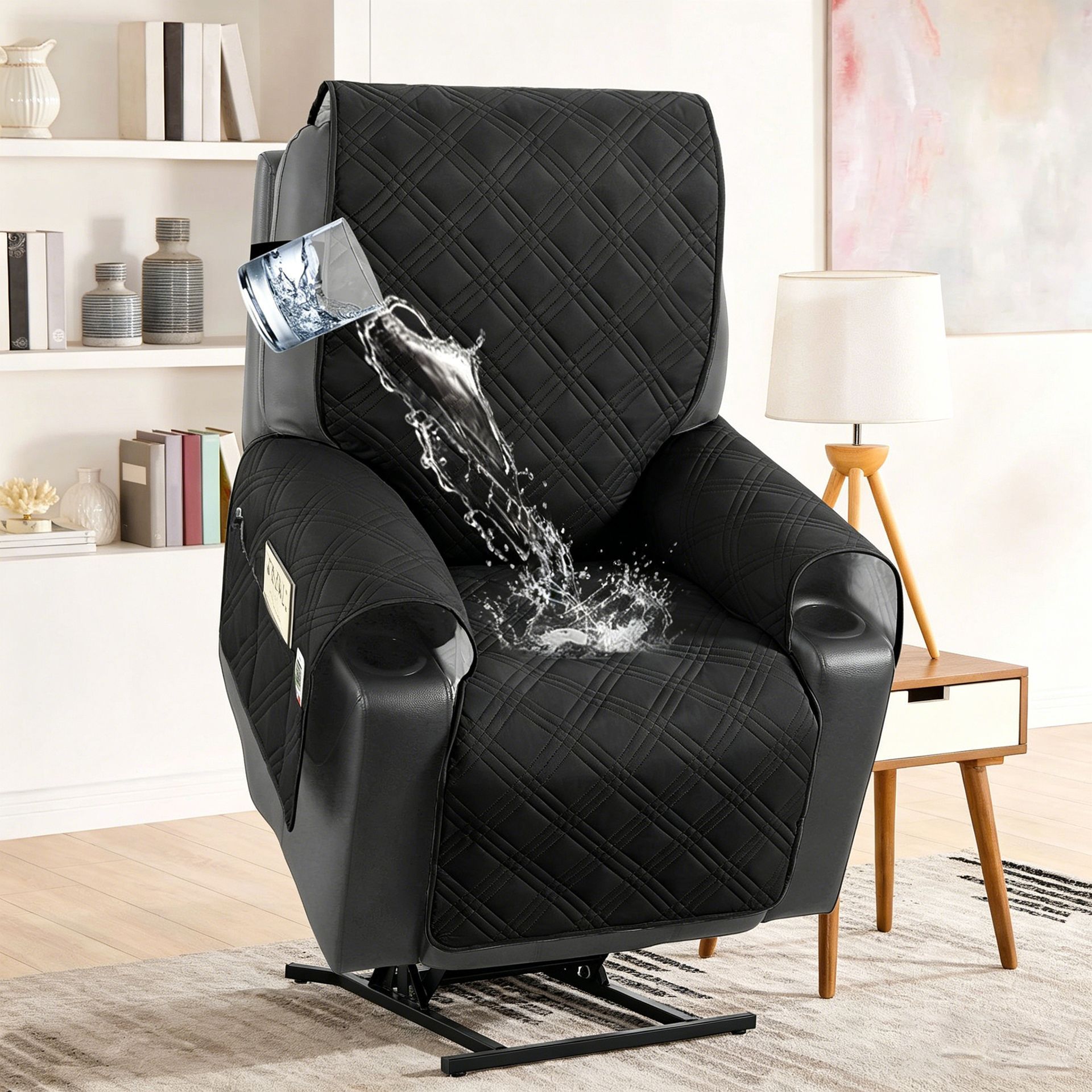 Electric Recliner Sofa Cover - Black - Image 1