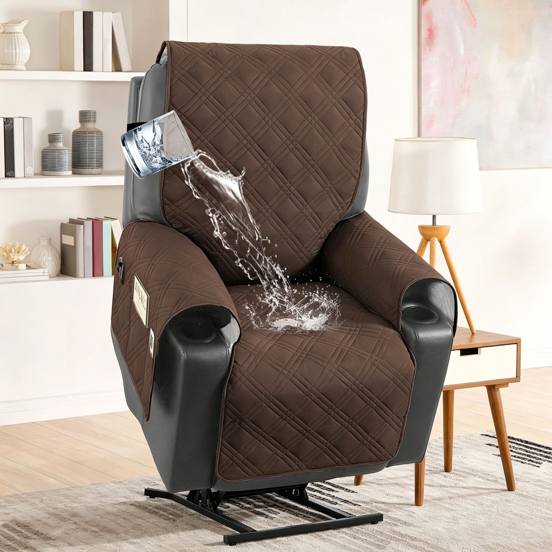 Electric Recliner Sofa Cover - Coffee Brown - Image 1