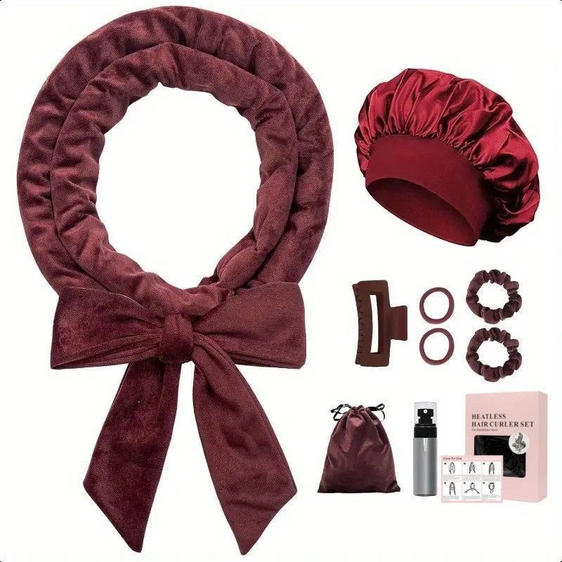 Pink No Heat Sleep Hair Curler 9Pcs Gift Set - Image 1