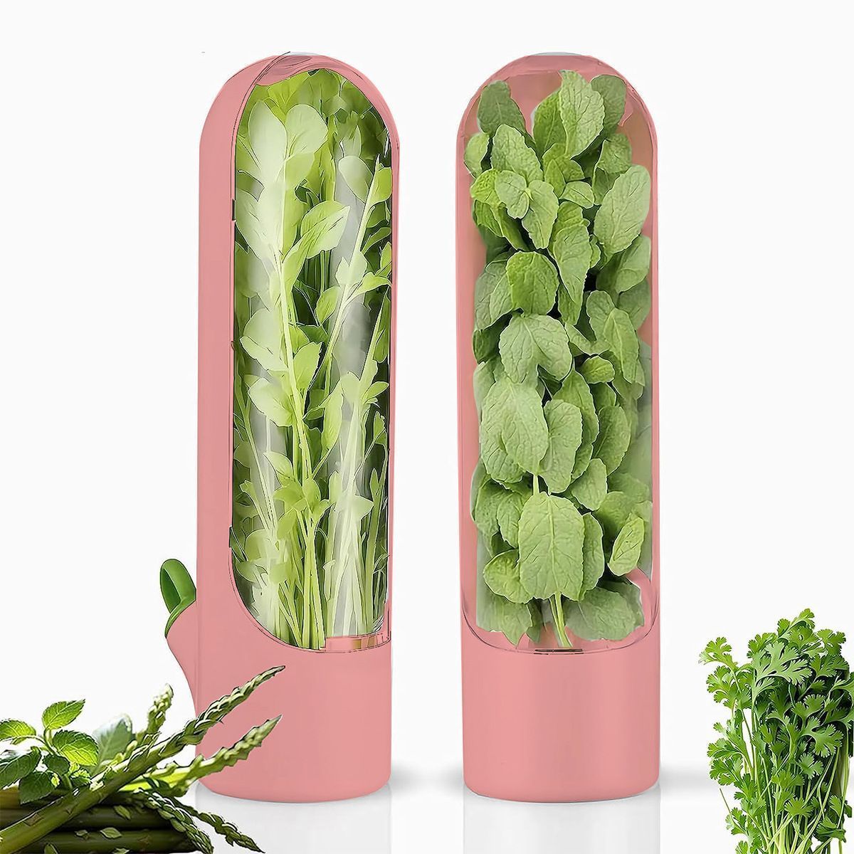4Pcs Herb & Vegetable Fresh Storage Containers-Pink - Image 1