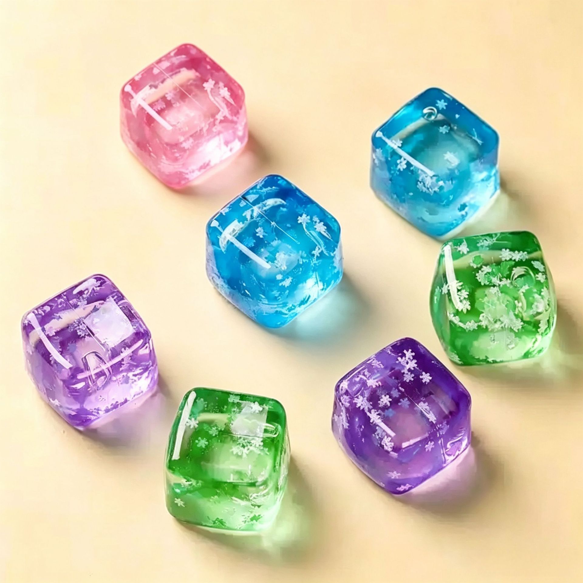Snowflake Ice Cube Squishy Toy Pink - Image 5