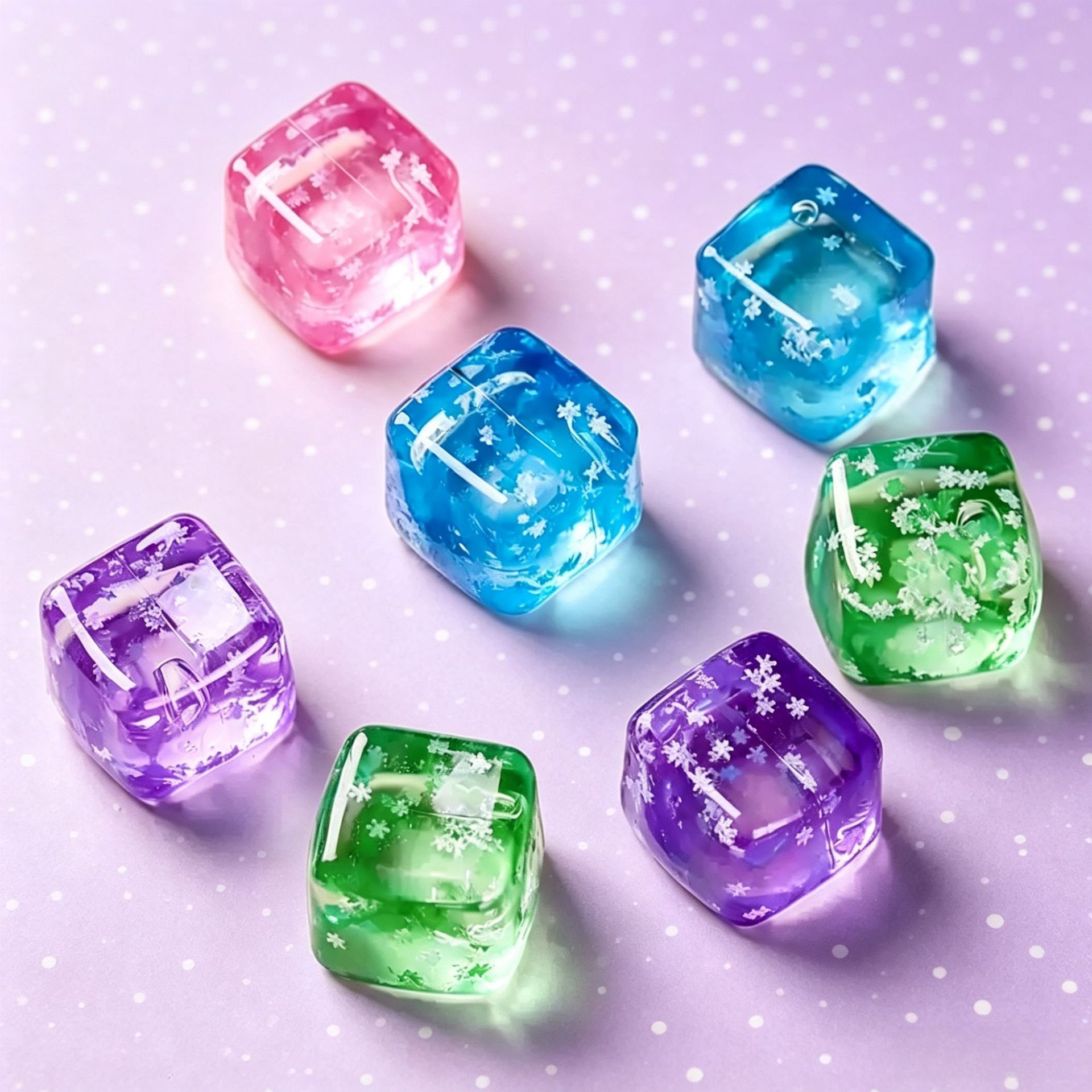 Pink Glitter Snowflake Ice Cube Squishy Toy - Image 4
