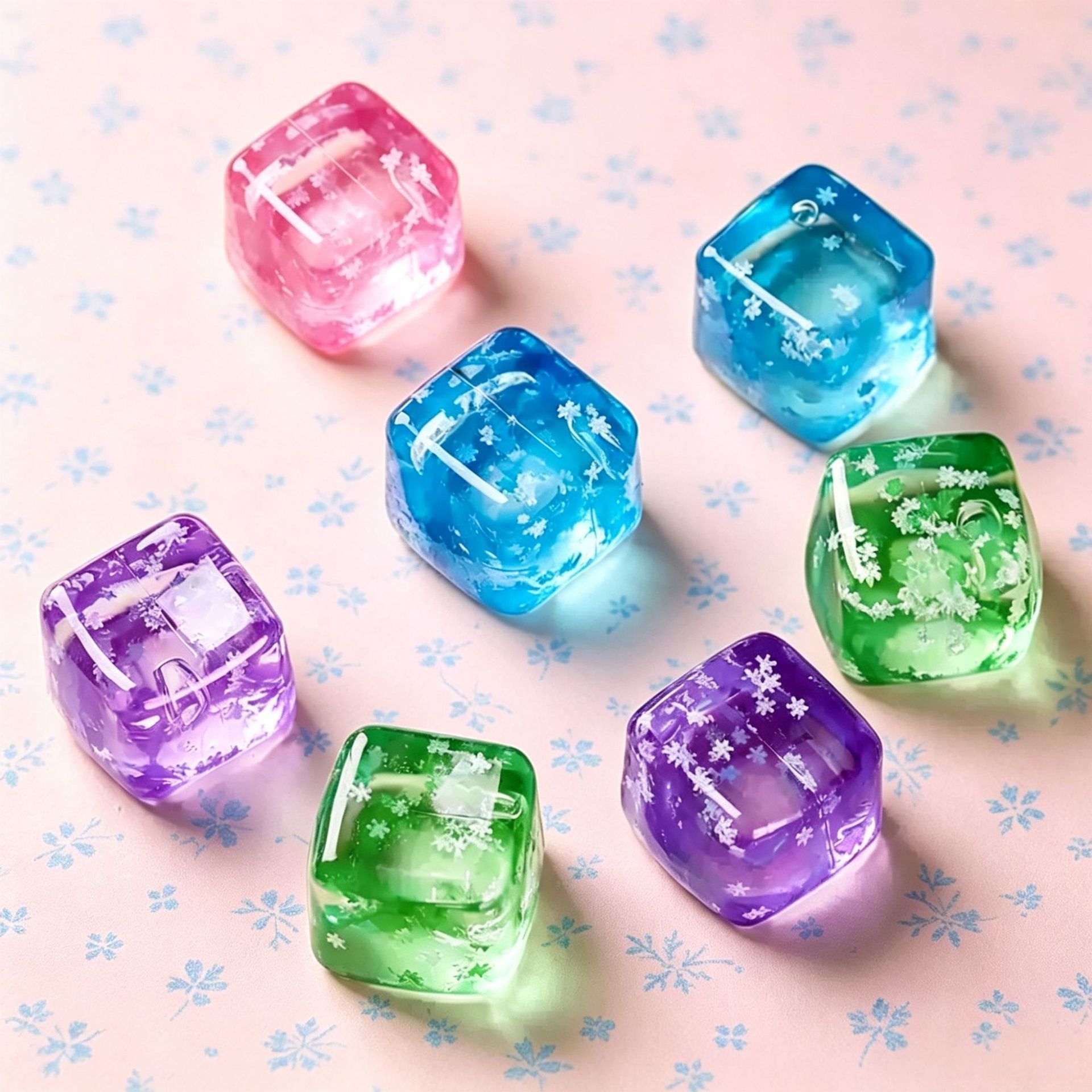 Pink Glitter Snowflake Ice Cube Squishy Toy - Image 7
