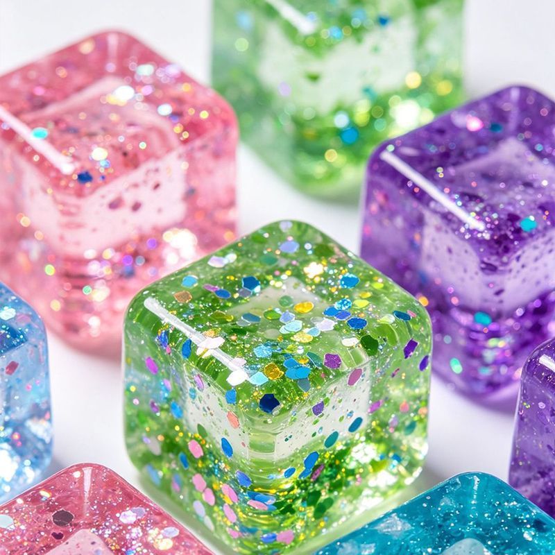Purple Glitter Snowflake Ice Cube Squishy Toy - Image 1