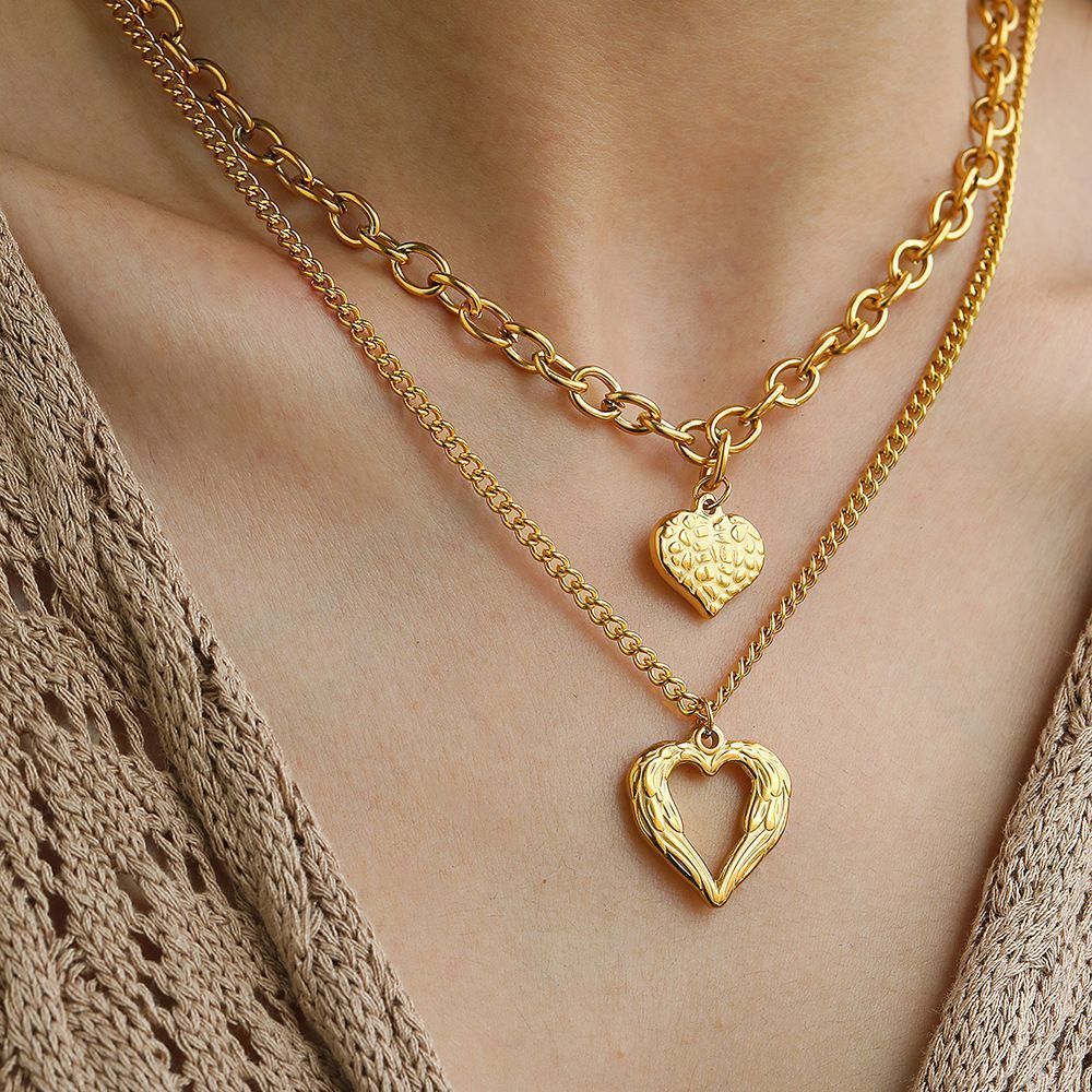 2Pcs Gold Heart Necklace - Image 2