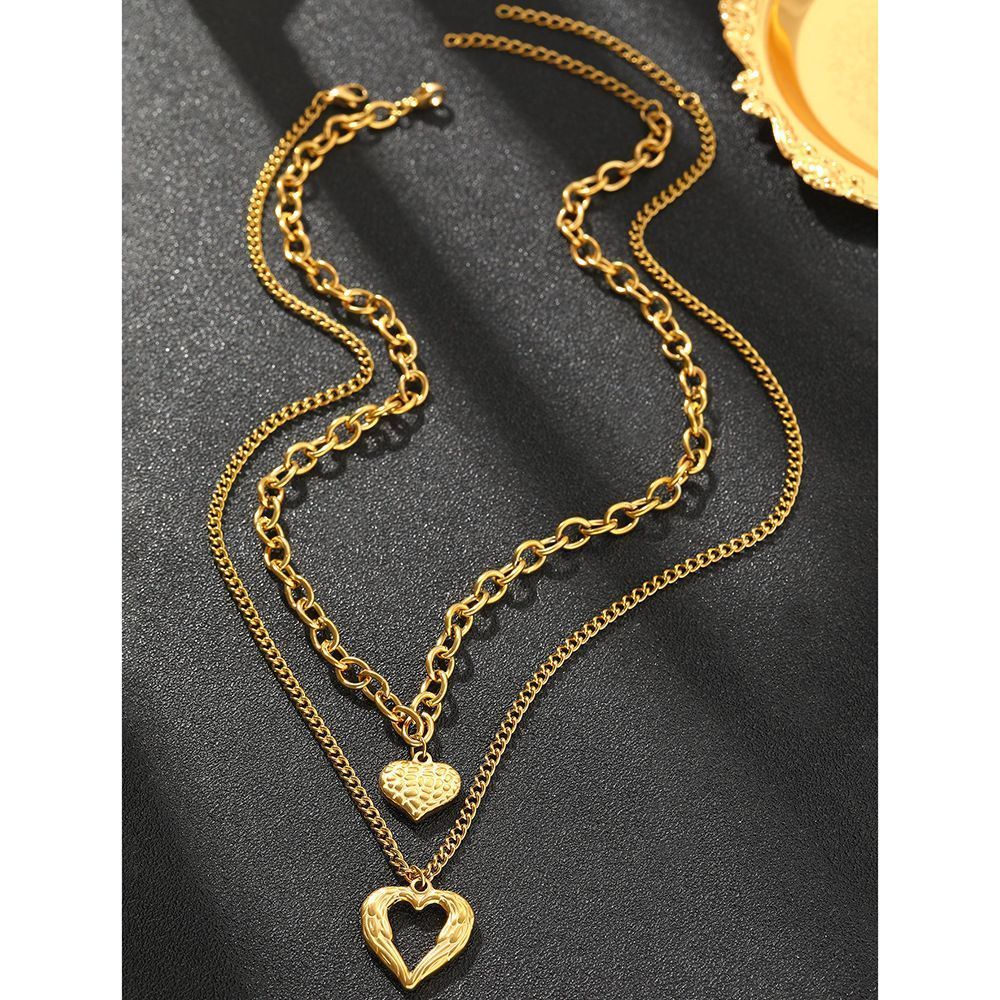 2Pcs Gold Heart Necklace - Image 4