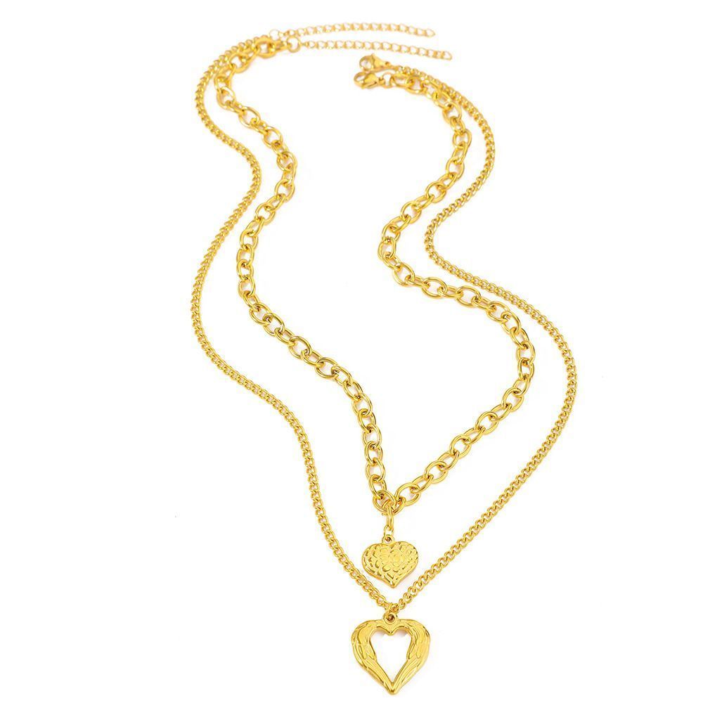 2Pcs Gold Heart Necklace - Image 6