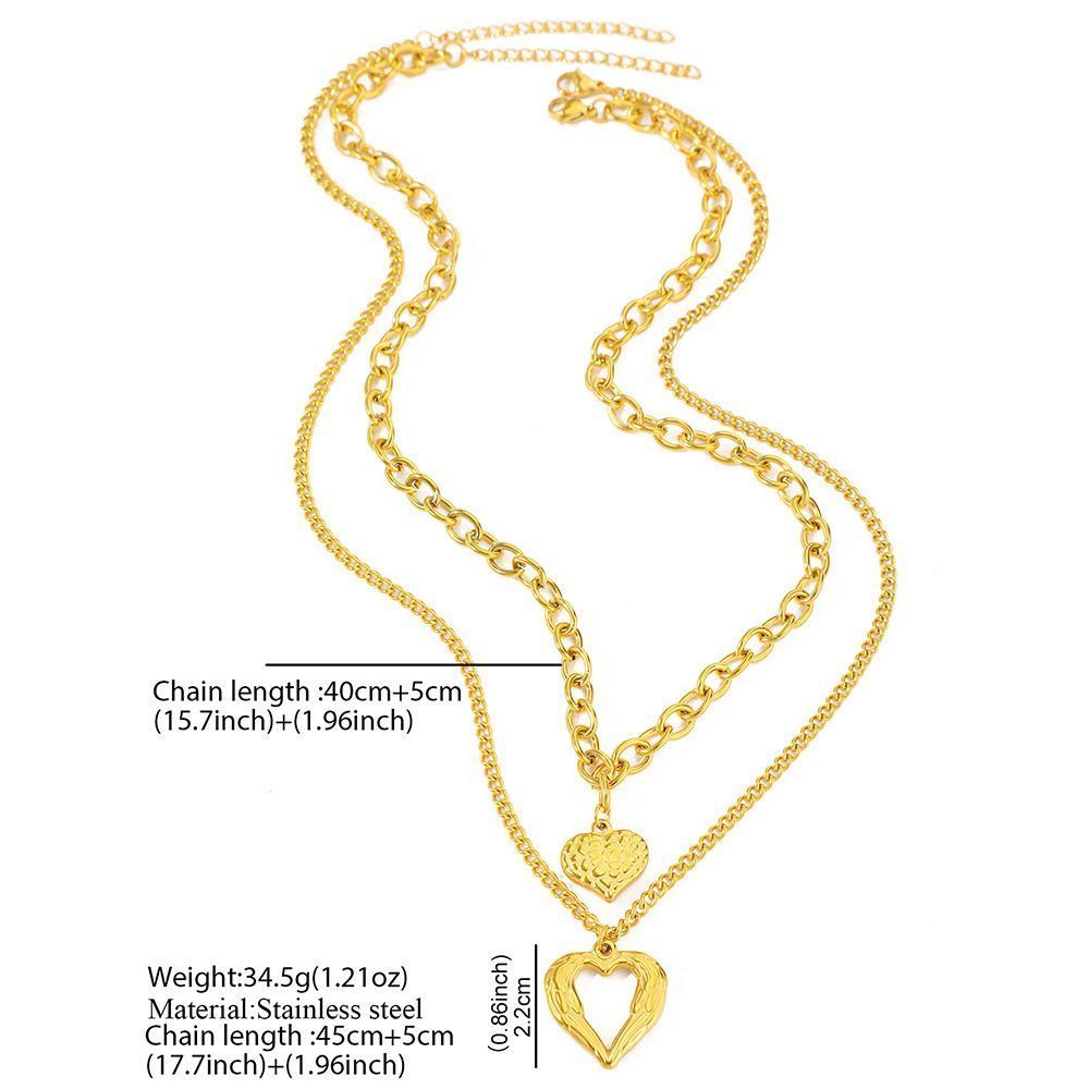 2Pcs Gold Heart Necklace - Image 7