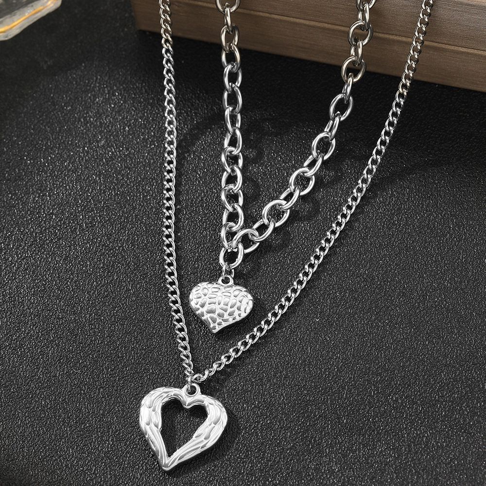 2Pcs Silver Heart Necklace - Image 3