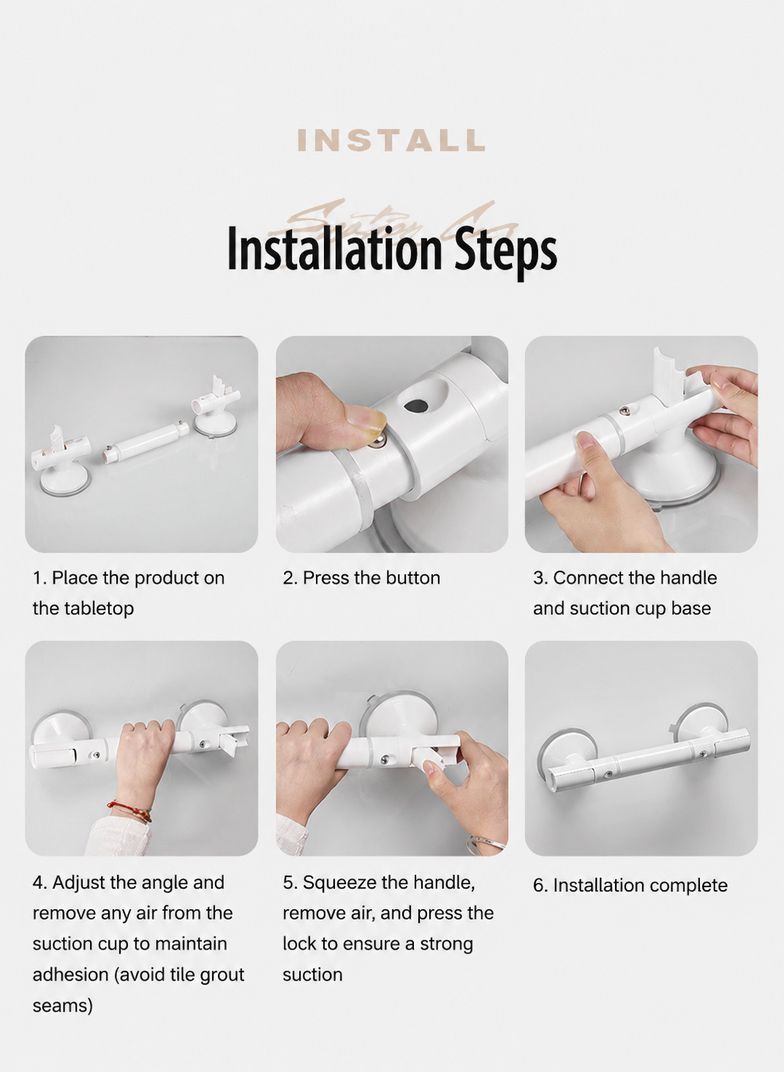 Extended White Suction Grab Bar - Image 6