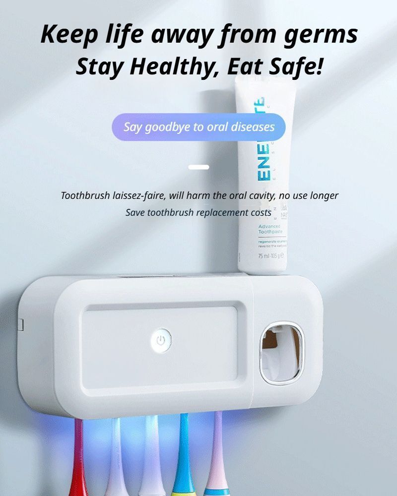 White No-Drill UV Toothbrush Holder - Image 4
