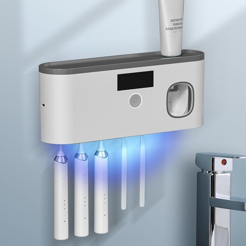 Gray No-Drill UV Toothbrush Holder - Image 1
