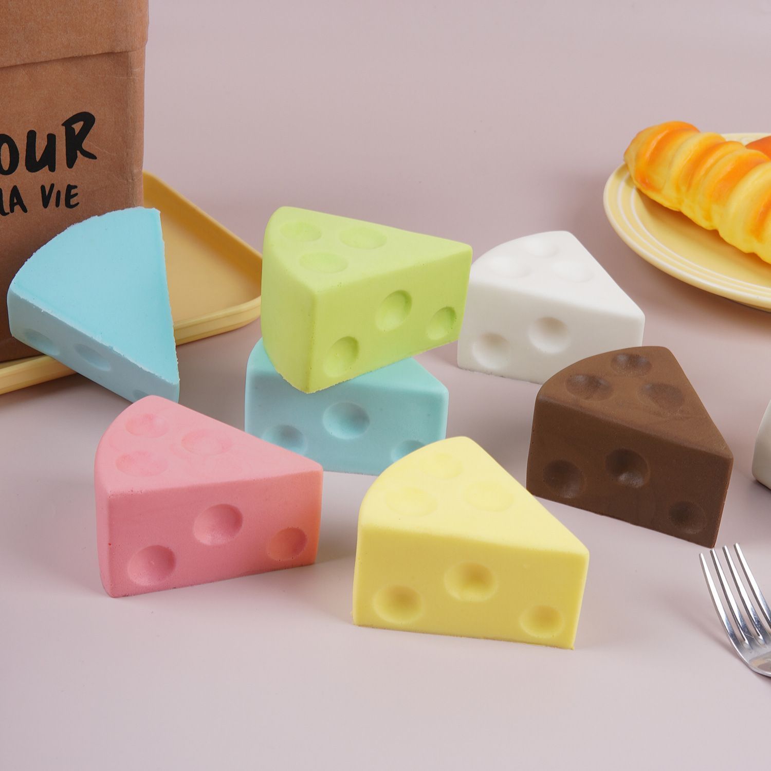 7.5cm Green Triangle Cheese Squishy Toy - Image 2