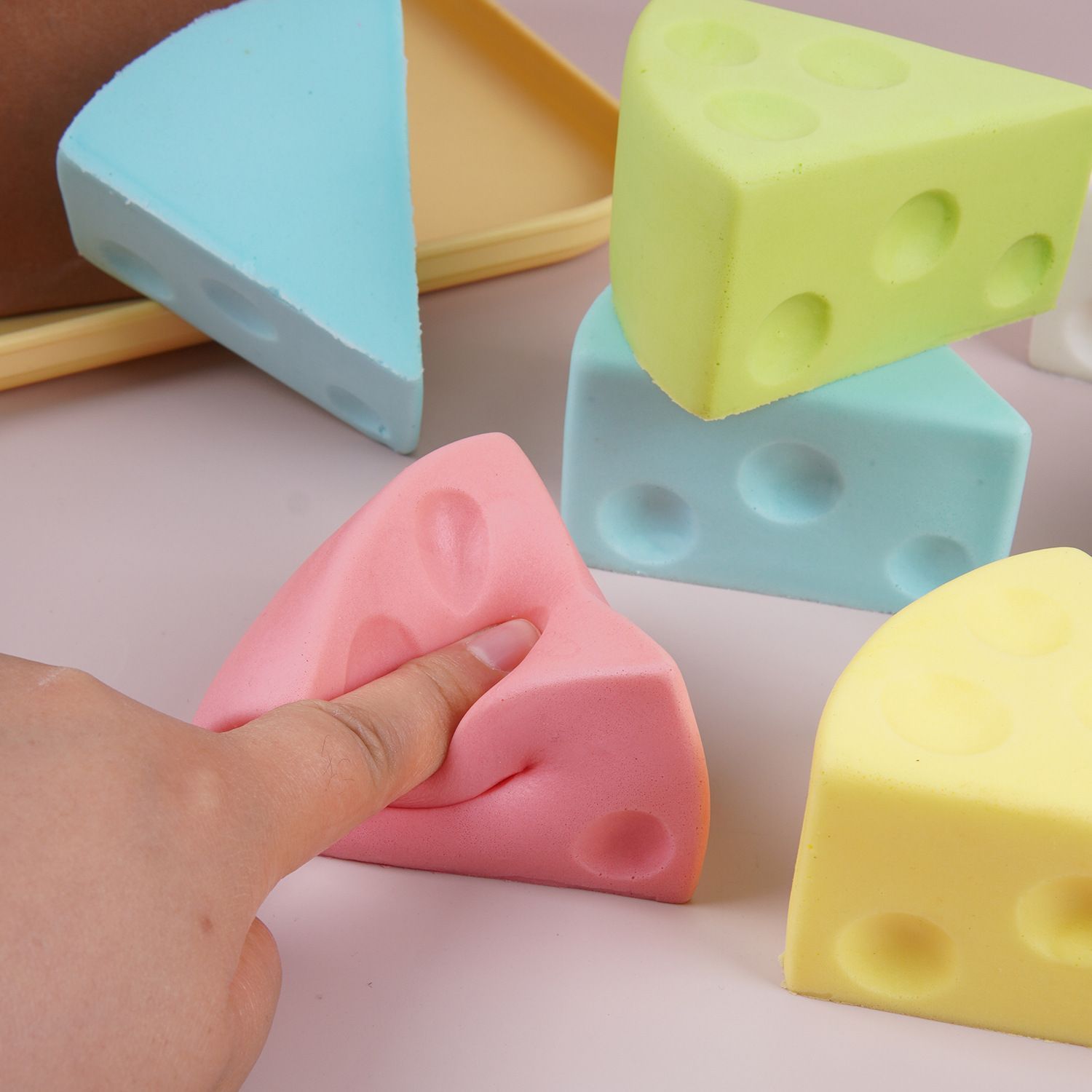 7.5cm Blue Triangle Cheese Squishy Toy - Image 4