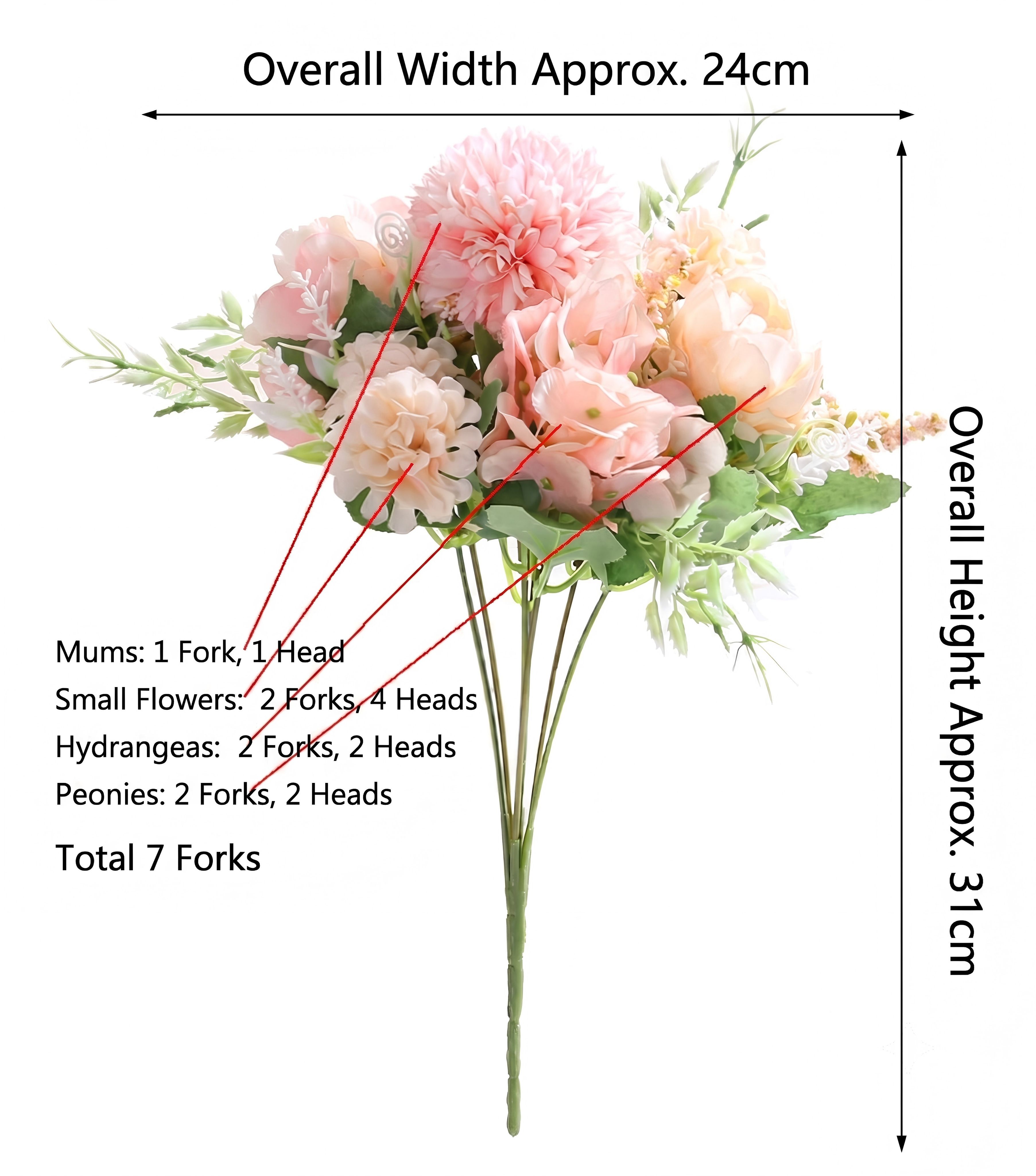 7-Branch Handheld Artificial Bouquet | Ins-Style Spring Romance, Long-Lasting Healing Little Happiness/7-prong rose hydrangea [ice white] - Image 8