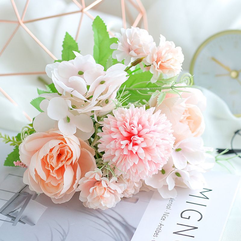 7-Branch Handheld Artificial Bouquet | Ins-Style Spring Romance, Long-Lasting Healing Little Happiness/7-prong rose hydrangea [amber yellow] - Image 7