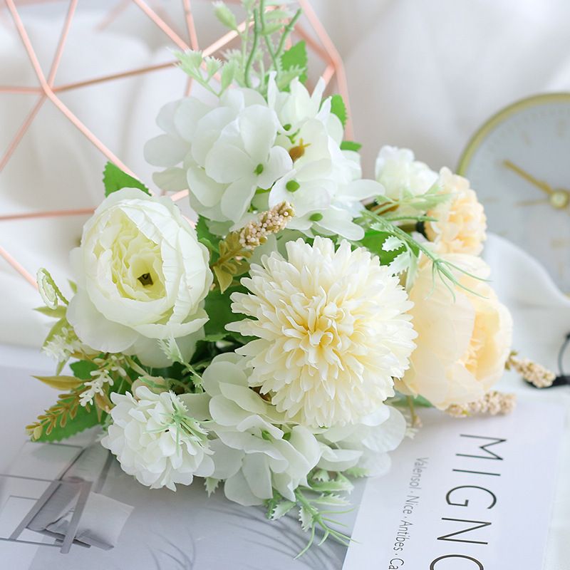 7-Branch Handheld Artificial Bouquet | Ins-Style Spring Romance, Long-Lasting Healing Little Happiness/7-prong rose hydrangea [coral blue] - Image 5