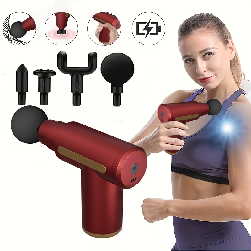 **Portable Deep Tissue Massager | 6-Speed & 4 Heads & 15-Min Timer｜Professional Muscle Recovery, Anytime Anywhere**(RED) - Image 2
