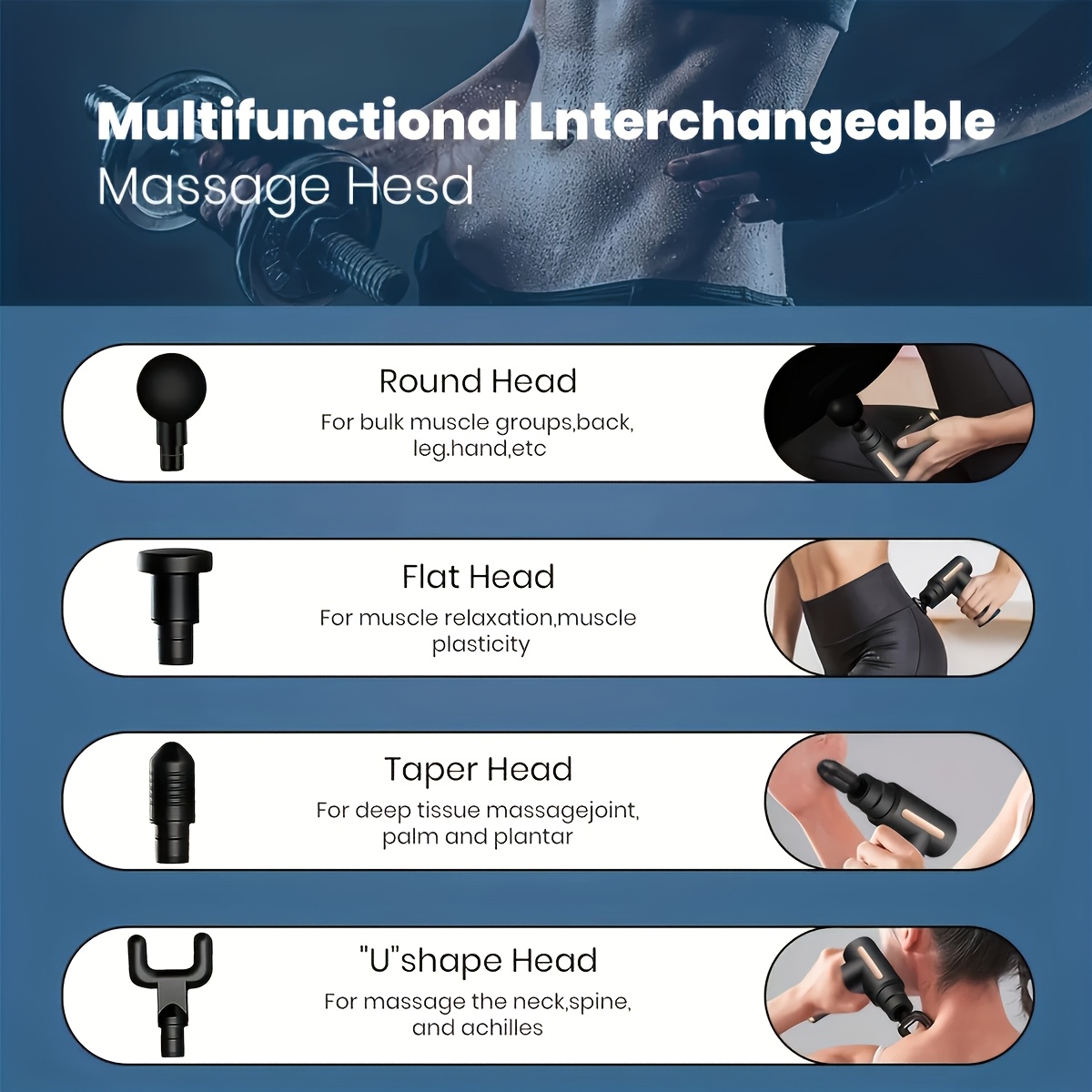 **Portable Deep Tissue Massager | 6-Speed & 4 Heads & 15-Min Timer｜Professional Muscle Recovery, Anytime Anywhere**(RED) - Image 6
