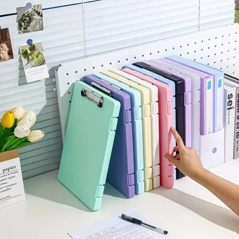 A4 File Box Clip Board 2-in-1, Large Capacity Storage, Strong Metal Clip, Corner Protection Design, Writing Pad, Essential for Organizing Documents/black - Image 4
