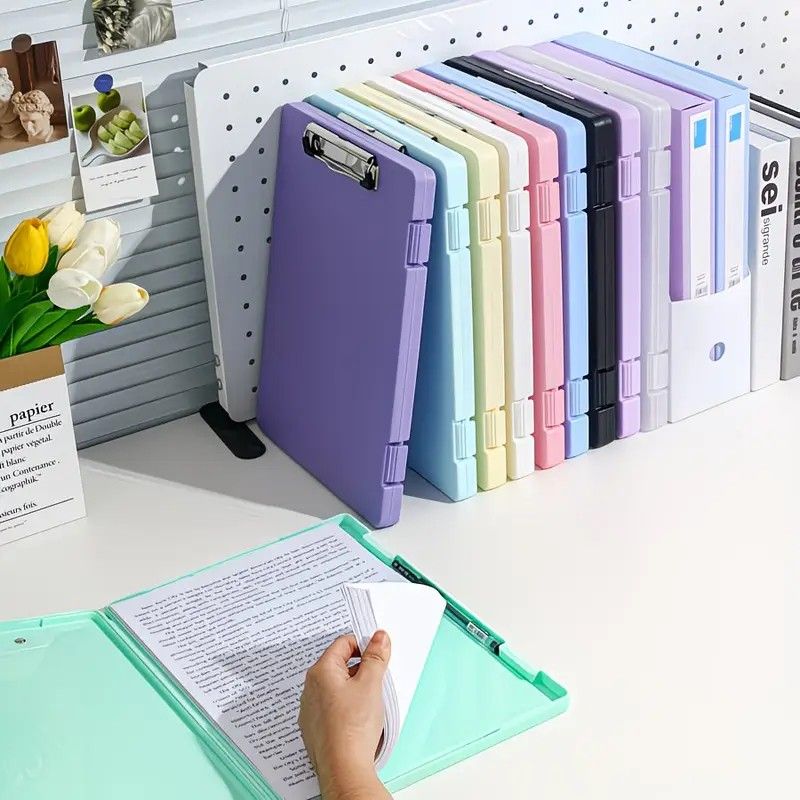 A4 File Box Clip Board 2-in-1, Large Capacity Storage, Strong Metal Clip, Corner Protection Design, Writing Pad, Essential for Organizing Documents/black - Image 5