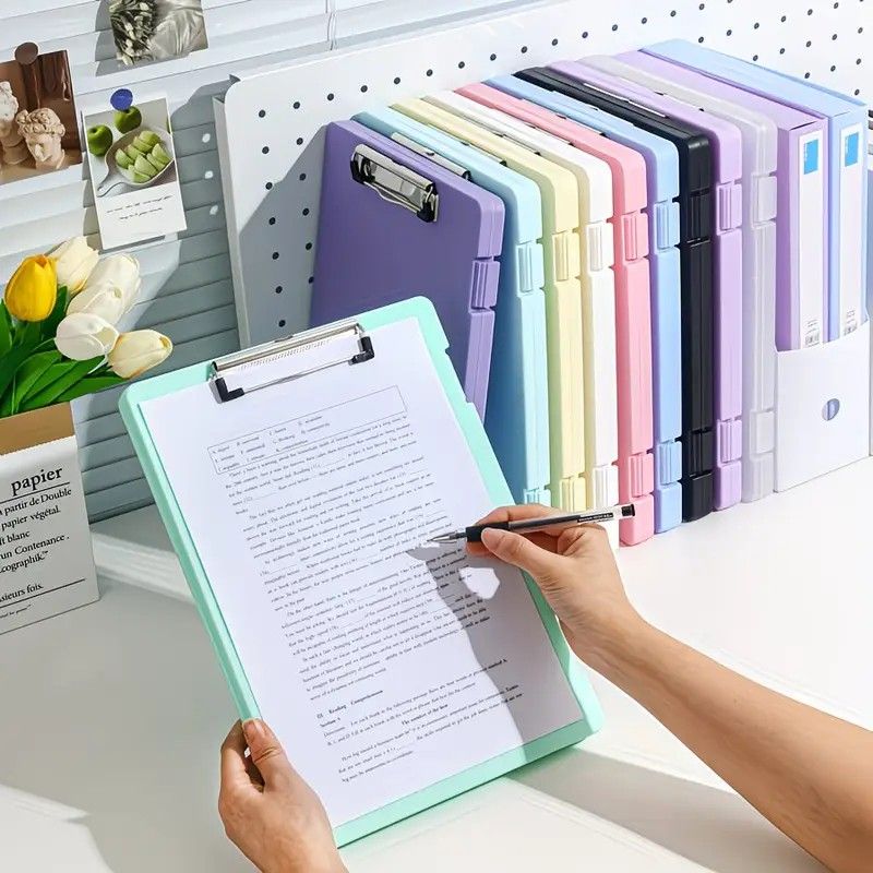A4 File Box Clip Board 2-in-1, Large Capacity Storage, Strong Metal Clip, Corner Protection Design, Writing Pad, Essential for Organizing Documents/black - Image 6