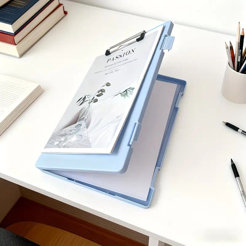 A4 File Box Clip Board 2-in-1, Large Capacity Storage, Strong Metal Clip, Corner Protection Design, Writing Pad, Essential for Organizing Documents/GREEN - Image 8