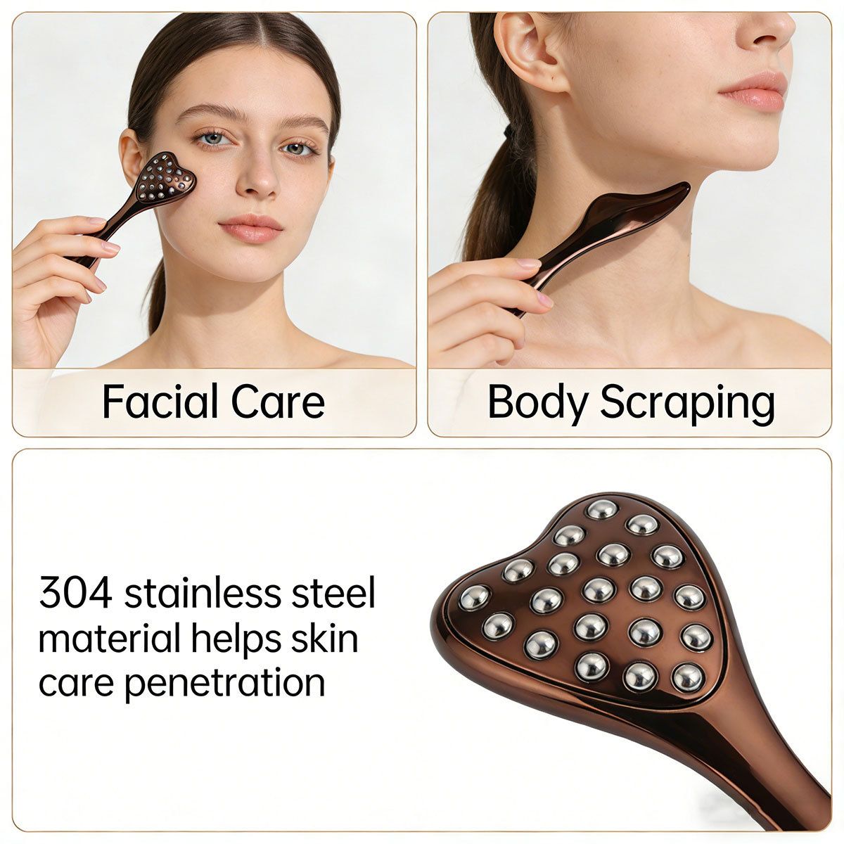 304 Stainless Steel Heart Shaped Roller Ball Massager: Face Lifting and Eye Soothing, Body Scraping and Relaxation, Lightweight and Portable, One Tool for Skincare and Body Care（black) - Image 6