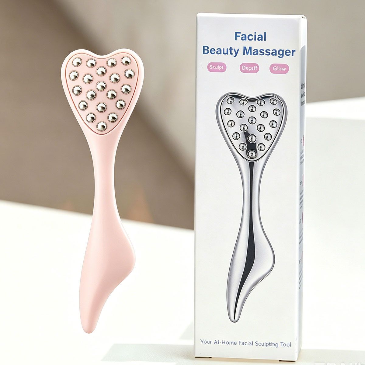 304 Stainless Steel Heart Shaped Roller Ball Massager: Face Lifting and Eye Soothing, Body Scraping and Relaxation, Lightweight and Portable, One Tool for Skincare and Body Care(PINK) - Image 1