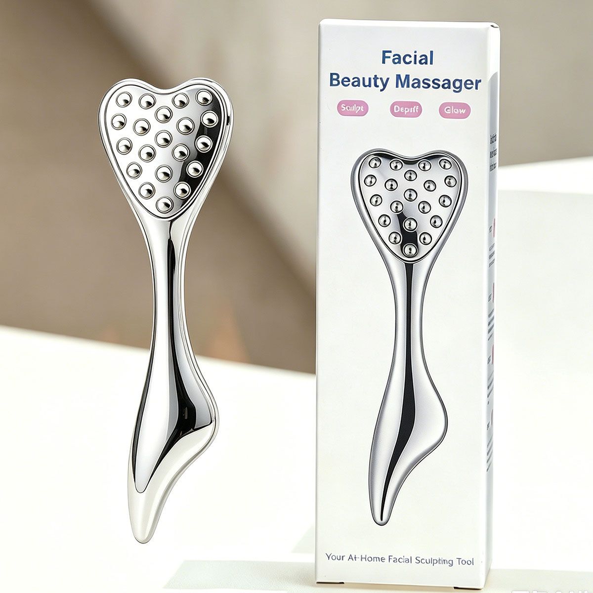 304 Stainless Steel Heart Shaped Roller Ball Massager: Face Lifting and Eye Soothing, Body Scraping and Relaxation, Lightweight and Portable, One Tool for Skincare and Body Care(silver) - Image 1