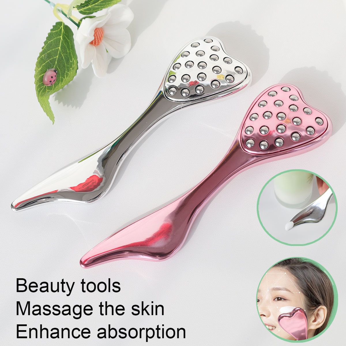 304 Stainless Steel Heart Shaped Roller Ball Massager: Face Lifting and Eye Soothing, Body Scraping and Relaxation, Lightweight and Portable, One Tool for Skincare and Body Care(silver) - Image 6