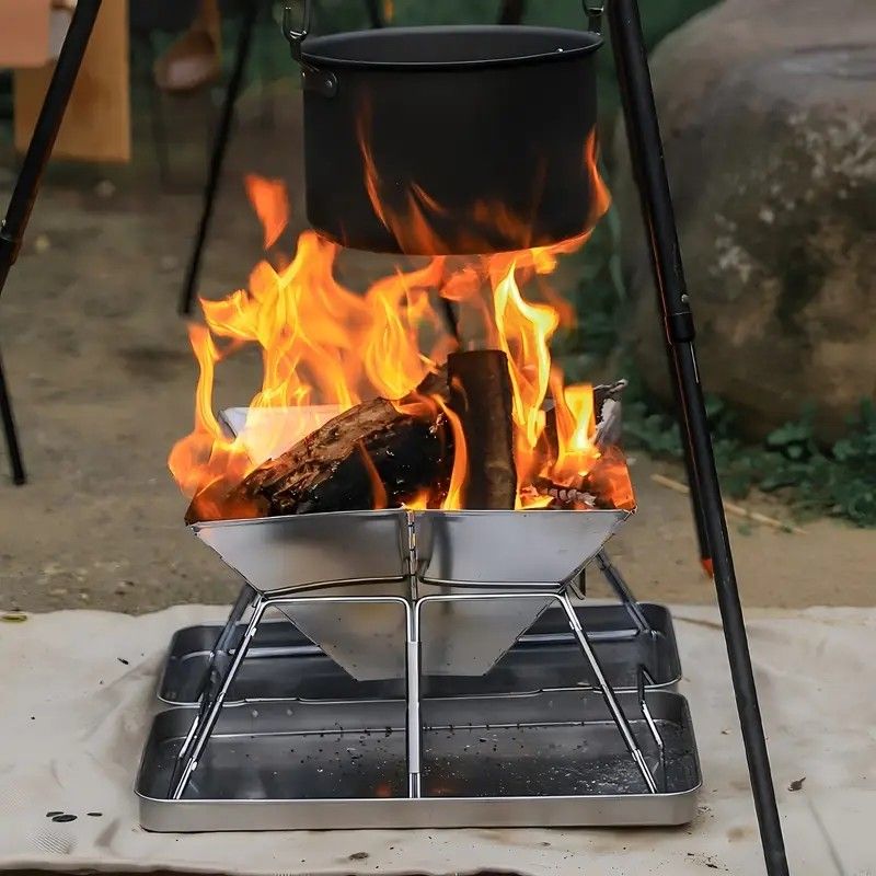 304 Stainless Steel Portable Folding BBQ Grill with Storage Tray for Outdoor Camping Picnics Beach and Backyard - Image 3