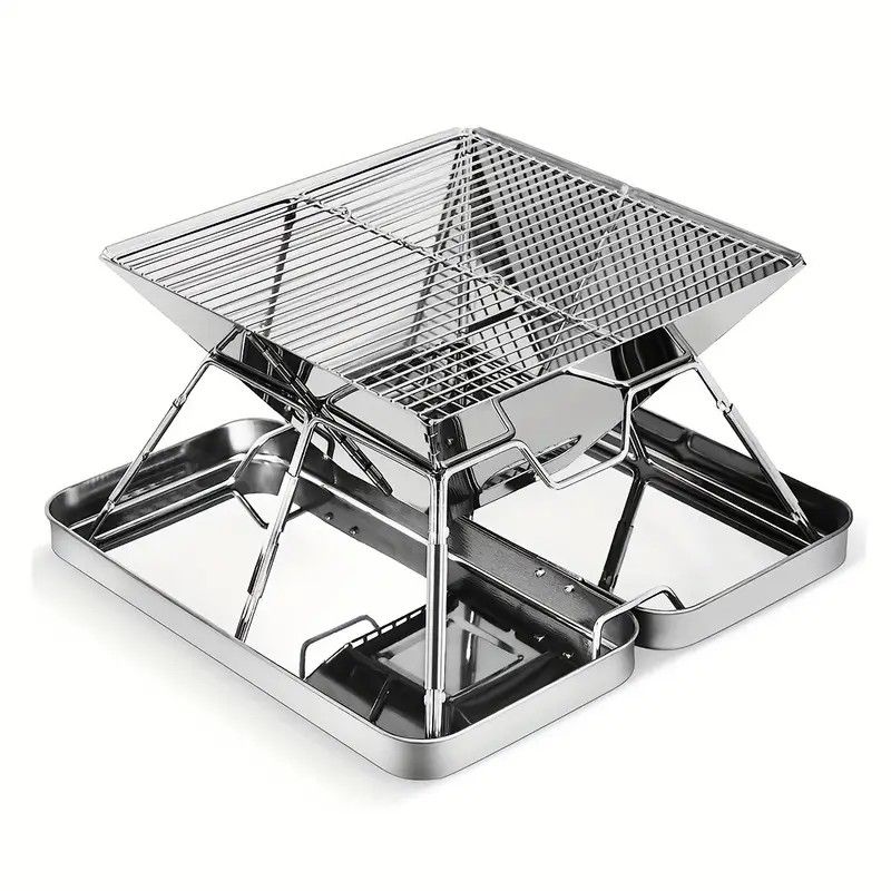 304 Stainless Steel Portable Folding BBQ Grill with Storage Tray for Outdoor Camping Picnics Beach and Backyard - Image 7