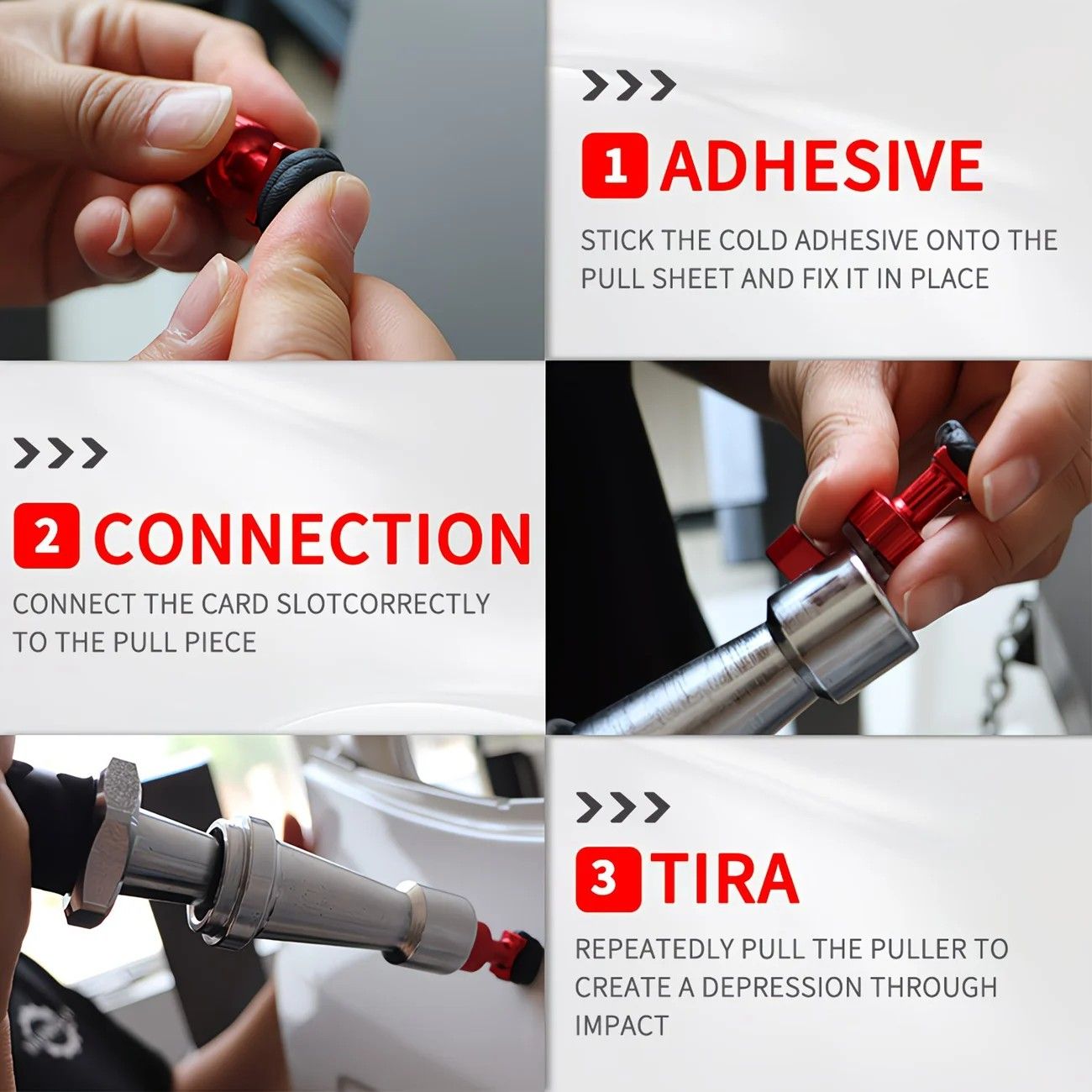 Paintless Dent Repair Puller, built-in powerful spring for automatic rebound, telescopic rod adapts to multiple scenarios, three-step operation for easy dent repair, labor-saving, efficient, and paint-friendly.(Pulling hammer without spring） - Image 8