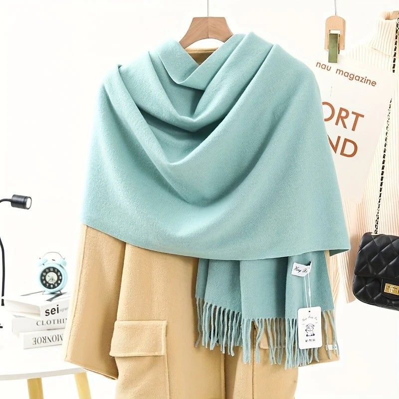 Solid Color Cashmere Wrap Scarf, Thickened for Warmth and Windproof, Bohemian-Style Winter Wardrobe Essential(Shenka) - Image 4