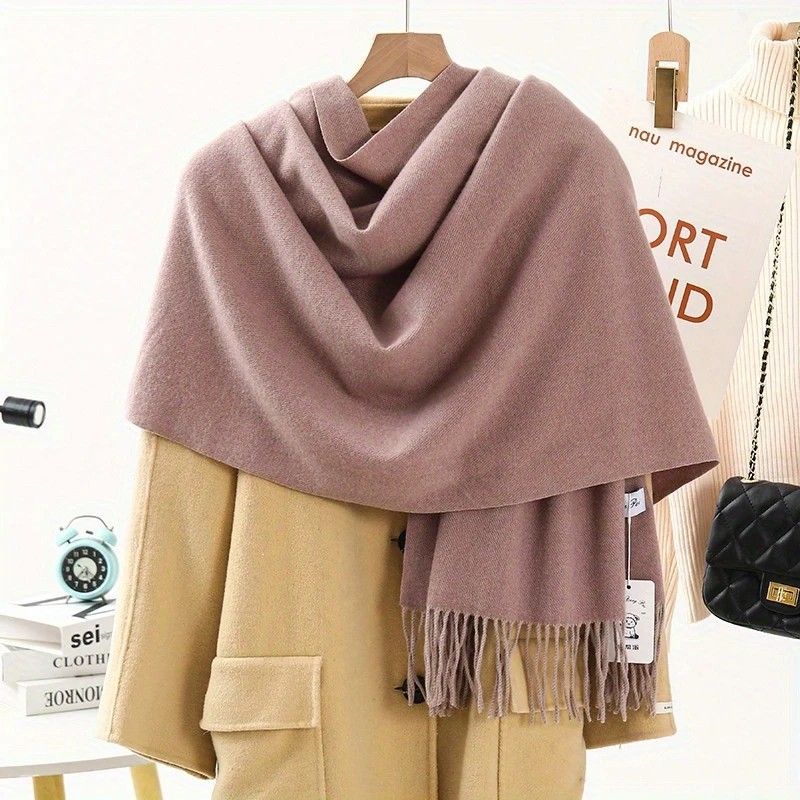 Solid Color Cashmere Wrap Scarf, Thickened for Warmth and Windproof, Bohemian-Style Winter Wardrobe Essential(Bo Holland) - Image 5