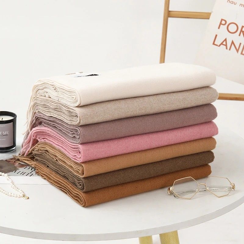 Solid Color Cashmere Wrap Scarf, Thickened for Warmth and Windproof, Bohemian-Style Winter Wardrobe Essential(Rose powder) - Image 6