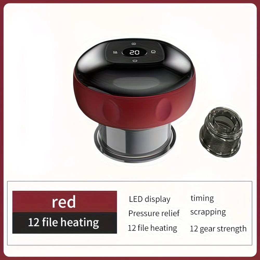 Red Smart Cupping Massager: Wireless & Portable/One-Button Pressure Release/12-Level Red Light Heat Therapy, Detachable & Easy to Clean, Full-Body Applicable for Circulation Boost, Revitalize Your Body and Mind at Home or On the Go - Image 1