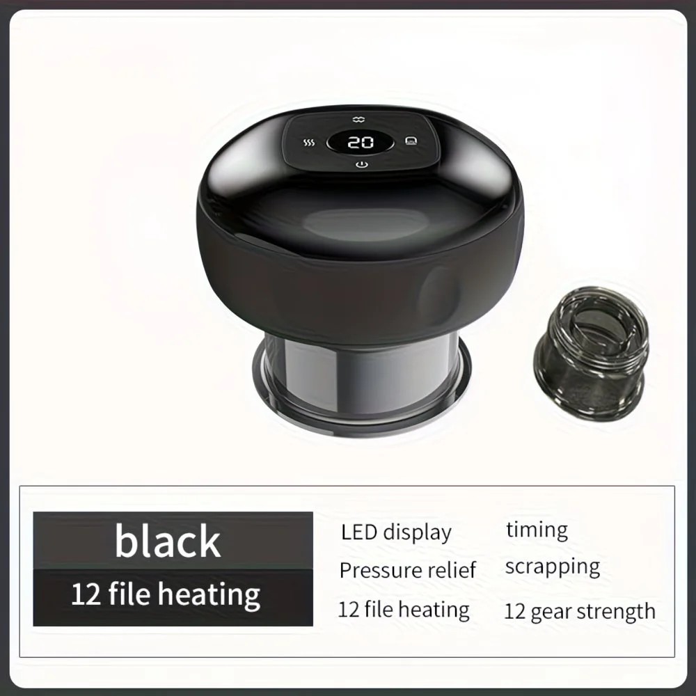 Smart Cupping Massager: Wireless & Portable/One-Button Pressure Release/12-Level Red Light Heat Therapy, Detachable & Easy to Clean, Full-Body Applicable for Circulation Boost, Revitalize Your Body and Mind at Home or On the Go,black - Image 1