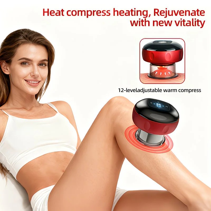Smart Cupping Massager: Wireless & Portable/One-Button Pressure Release/12-Level Red Light Heat Therapy, Detachable & Easy to Clean, Full-Body Applicable for Circulation Boost, Revitalize Your Body and Mind at Home or On the Go,black - Image 4