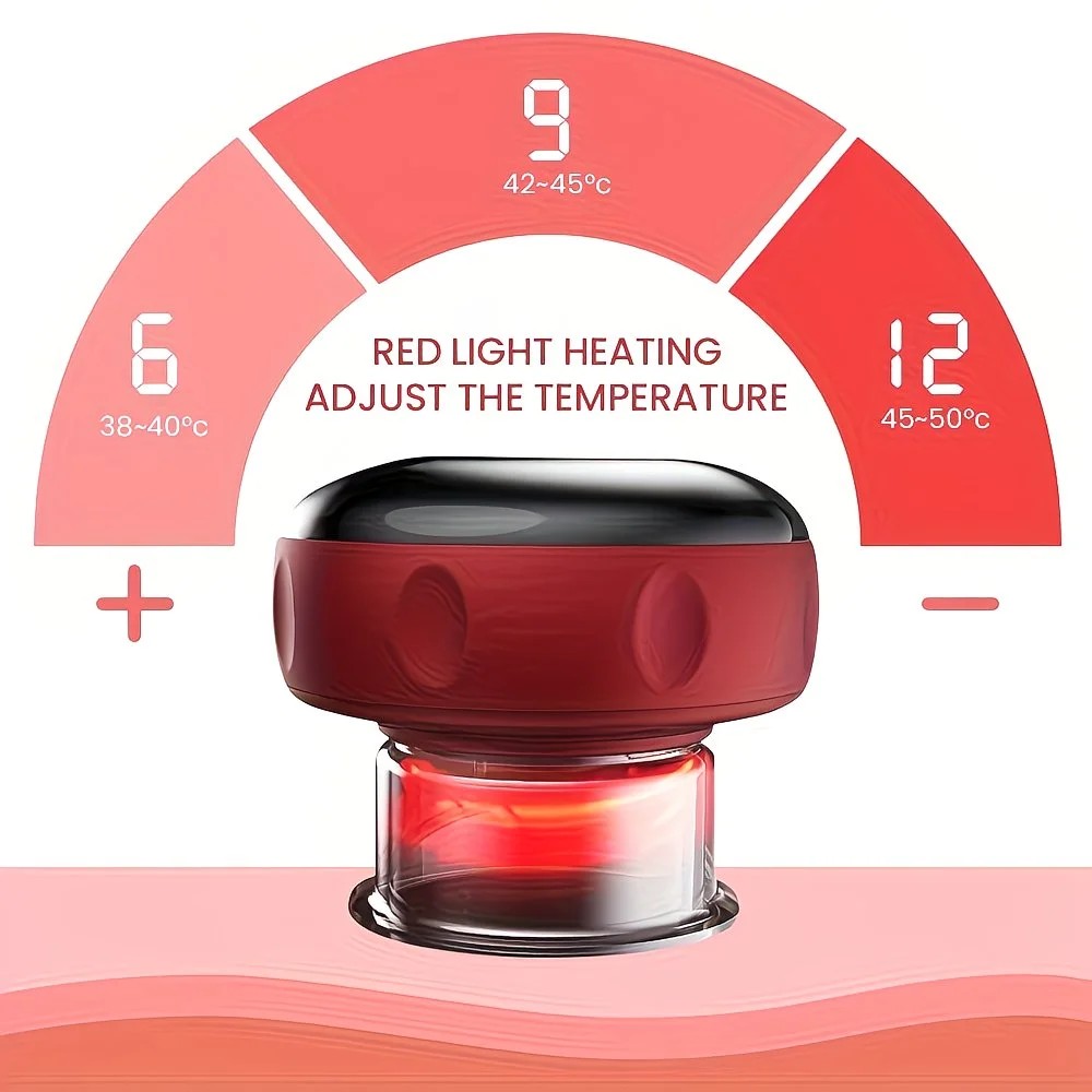 Smart Cupping Massager: Wireless & Portable/One-Button Pressure Release/12-Level Red Light Heat Therapy, Detachable & Easy to Clean, Full-Body Applicable for Circulation Boost, Revitalize Your Body and Mind at Home or On the Go,black - Image 8